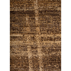 Manifest Beige <b>Brown</b> Hand Knotted <b>Wool</b> Rug Striped Pattern AKWL-2018 Viscose for Home Hallway Entryway Rectangle Boho Tabriz Rug - Product Image 3