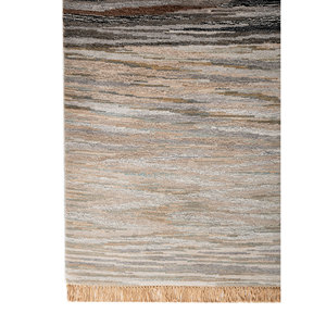 Tapis noué à la main en laine, bambou et soie à motif abstrait Manchaha, gris et noir, rectangulaire, pour la maison, la chambre, le couloir - Les-2797 - Product Image 4