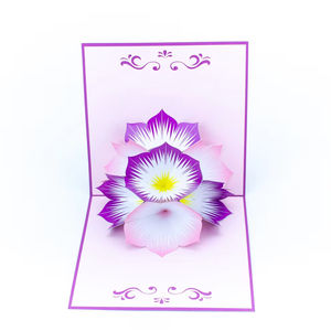 Carte de voeux artisanale en papier 3D violet et rose avec cadeau souvenir de fleurs vietnamiennes pour des occasions spéciales - Product Image 4