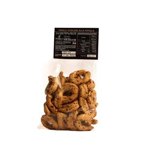Taralli Apulianos Perilli con Cebolla, Bocadillos de Grano Horneados a Mano, Textura Dura y Salada - Product Image 2