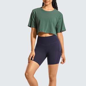 Impreso estilo parcheado mujeres Crop Top camisetas venta en línea nueva llegada ropa cómoda mujer Crop camiseta transpirable - Product Image 2