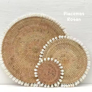Natural Jute Rattan Embroidered Round <b>Placemat</b> Eco-friendly Customizable Home & Hotel Use Made in India - Product Image 1