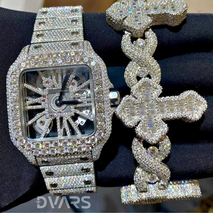 Montre-bracelet analogique de luxe pour homme en acier inoxydable, cadran squelette, design hip-hop lumineux, boîtier de plongée, moissanite, or jaune, ETA - Product Image 3