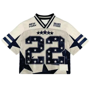 Polyester personnalisé recadrée Boxy surdimensionné sérigraphie par sublimation Streetwear rétro football américain T-shirts maillots de football - Product Image 1