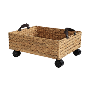 Jacinthe d'eau naturelle tissée à la main vietnamienne Conteneur de stockage sous le lit Poignées en cuir Roues Forme Rectangle Prix de gros - Product Image 2