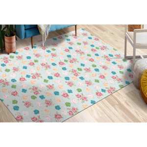 Tapis floral : imprimé fleurs colorées, décoration moderne et douce, tapis en chenille - Product Image 1