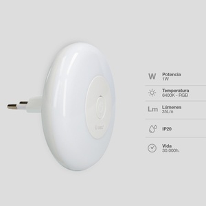 RGB+6000K 35Lm LED Circular <b>Night</b> <b>Light</b> (GSC 202805021) - Product Image 3