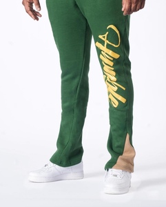 Logo personnalisé Ensemble pantalon de survêtement et sweat à capuche évasé à imprimé bouffant 3D en éponge française pour hommes - Product Image 5