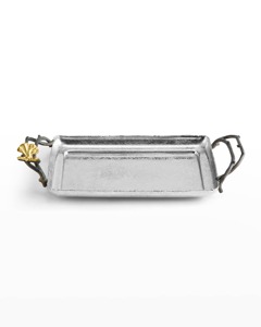 Plateau décoratif contemporain en aluminium pour les décors de table élégants Décor moderne Centre de table poignée inspirée de la nature Besoins de service - Product Image 5