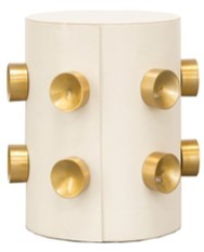 KINNETTE CREAM TRADITIONAL ADJUSTABLE HANDMADE END <b>TABLE</b> with Eco-Friendly Durable MDF & Leather for Apartment Living Room - Product Image 2