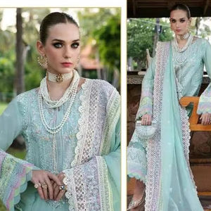 Exclusivo bordado pesado trabajo Cambric algodón pakistaní Salwar Kameez precio al por mayor colección de ropa de fiesta indio pakistaní - Product Image 1
