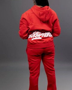 Conjunto de pantalones de chándal y Sudadera con capucha unisex para hombre, chándales de dos piezas informales de estilo sólido con logotipo frontal - Product Image 2