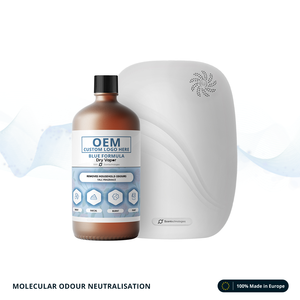 Neutralizador de Olores en Vapor Seco, Fórmula Azul Estándar: Olores de Sudor, Heces, Humo y Solventes - Botella de 1L - OEM / Marca Privada - Product Image 1