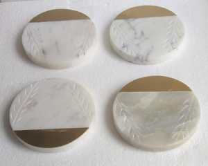 Posavasos de madera de mármol de piedra gris de lujo, posavasos de forma redonda hechos a mano para bebidas, alfombrillas y almohadillas de regalo únicas para la inauguración de la casa - Product Image 2