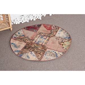 Alfombra clásica de lana Beige bohemia de 3,3x3,3 pies, diseño de retazos hecho a mano para área grande para entrada, pasillo, altura de pila de felpa - Product Image 2