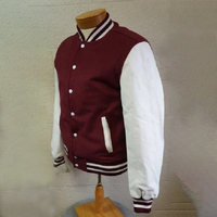 Veste de baseball varsity en polyester/coton avec broderie chenille, logo personnalisé OEM, manches en cuir et laine vintage pour homme