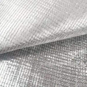 GN185 kain naungan aluminium reflektif 82m * 4.3m, layar termal perak dan jaring penahan matahari untuk penutup Taman