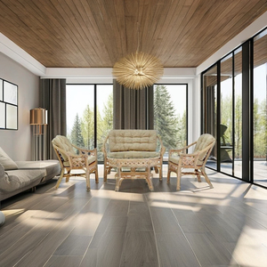 OMARA Elegant & Comfortable Rattan/Wicker Living Set Modern Minimalist Design Apartment <b>Sofa</b> Coffee <b>Table</b> Living Room Furniture - Product Image 2