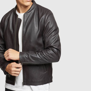 Artículo más vendido 2025 Chaqueta genuina para hombre Chaqueta de cuero de camionero de estilo universitario clásico personalizado de alta calidad para hombre - Product Image 4