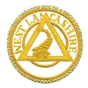 Uniforme ceremonial, insignia masónica de West Lancashire, alambre de lingotes, cuentas bordadas para coser, pasador de seguridad - Product Image 1