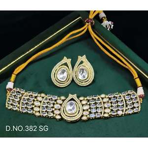 Collar Mojisanite con Corte de Pera y Engaste de Bisel, Estilo Mehandi, para Eventos Culturales y Celebraciones Especiales para Mujeres, Modelo 382 SG/D-4 - Product Image 1