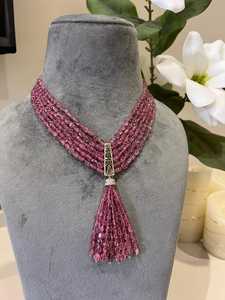 Radiant Pink Tourmaline Beaded Necklace In 14K Yellow <b>Gold</b> Perfect For Everyday Wear And RareClassic Jewelry And Elegant Styling - Product Image 5