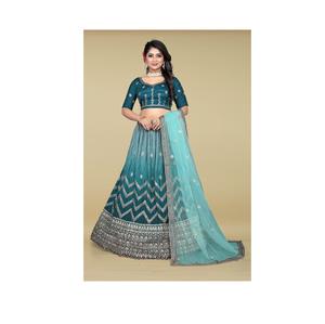 Matériel fantaisie embelli avec broderie partout travail Lehenga Choli pour l'usure de réception de fête de mariage - Product Image 1