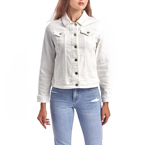 Veste en jean décontractée pour femmes, vêtements d'extérieur élégants délavés, veste en denim solide moderne pour femmes, mode - Product Image 3