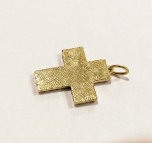Colgante de Cruz Orthdox de oro amarillo de 14K con colgante de Cruz de diseño geométrico para joyería de moda unisex - Product Image 2