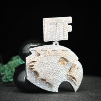 FTF Pendentif Aigle Moissanite entièrement serti de pierres, Collier en Argent Sterling 925, Bijoux Hip Hop Personnalisés pour Mariage, Hommes et Femmes