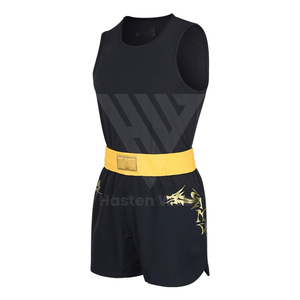 ชุดชกมวยสำหรับผู้ชายสีทึบชุดชกมวยสำหรับฝึกซ้อมต่อสู้ชุดฝึกชกมวยออกแบบโลโก้ได้ตามต้องการ - Product Image 4