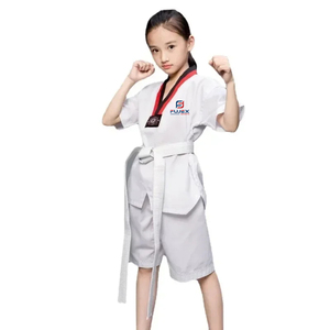 Personalizable niños Taekwondo uniforme cómodo Algodón ligero corte OEM servicio para logotipo personalizado artes marciales desgaste - Product Image 1