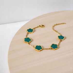 Pulsera Ajustable de Plata de Ley 925 y Chapado en Oro de 14K con Trébol de Cuatro Hojas y Cuentas de Nácar Rosa, Joyería para Mujer - Product Image 6