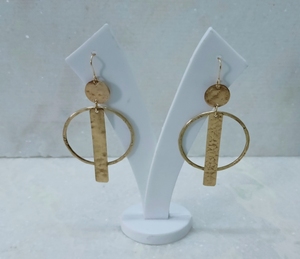 <b>Antique</b> Black and <b>Gold</b> Brass Metal Stud Earrings Fashionable Partywear Hammered Wire Circle Design <b>Bangles</b> - Product Image 3