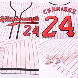 Camiseta de béisbol auténtica roja personalizada a rayas roja-negra - Product Image 6
