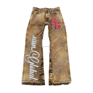 Chándal Deportivo Holgado para Hombre, Estilo Urbano, Lavado Ácido, con Pedrería, Impresión Serigrafiada Desgastada de Alta Calidad, Personalizado 2026 - Product Image 3