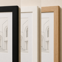 Cadre photo moderne en bois durable HuaJia, lot de 4, format A4 personnalisé, avec passe-partout, pour montage mural ou décoration de table