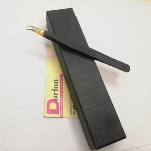 Pinzas profesionales para pestañas, acero inoxidable, recubiertas de Color con puntas chapadas en oro, pinzas para extensión de pestañas injertadas con polvo de diamante - Product Image 3