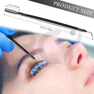 Outil de rehaussement de cils noir 2 pièces en acier inoxydable avec peigne de séparation pour extensions de cils - Product Image 2