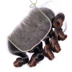 Paquets de couleur rebondissante ombrée de cheveux bruts de haute qualité avec frontal et paquets pour faire des perruques - Product Image 2