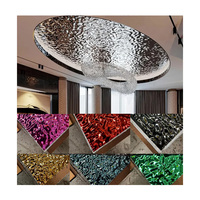 Panneau mural 3D décoratif doré 8K, panneau de plafond à effet d'ondulation d'eau, finition miroir à effet d'onde d'eau, tôle en acier inoxydable décorative 201 304