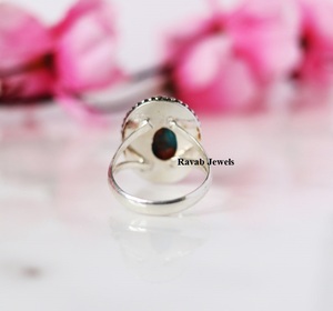 แหวนพลอยสีเงินสเตอร์ลิงสำหรับผู้หญิง925ปาร์ตี้งานแต่งงานทำจากทองแดงสีเทอร์ควอยซ์ธรรมชาติทำด้วยมือสไตล์2025 - Product Image 3