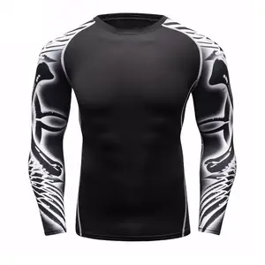 Best Quality Sublimation Printed Black And White Color Good Selling Fitness Gym Wear Men Compression Shirt BY Fugenic Industries