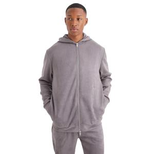 Sweat-shirt à capuche en polaire thermique uni pour homme, personnalisé avec logo, 100% coton, fermeture éclair, respirant, séchage rapide, anti-froissement, hiver - Product Image 1