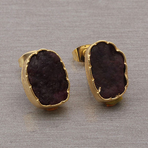 Boucles d'oreilles Boho personnalisables avec rubis naturel pierre précieuse plaqué or serti de fleurs véritable approvisionnement de fabrication de bijoux à la mode - Product Image 4