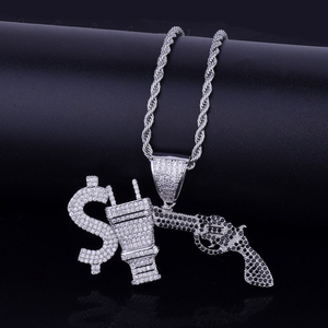 Pendentifs et breloques Hip Hop Money Power en or massif 10kt avec diamants ronds de laboratoire de taille brillante - Product Image 3