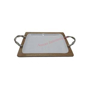 Plateau de service en bois carré de haute qualité avec poignées commande en gros accessoires de cuisine personnalisables - Product Image 6