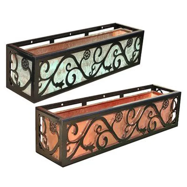 Top Selling Popular Design SET OF 2 Copper Window Planter Metal Pure Copper Luxury Window Planter with Stand