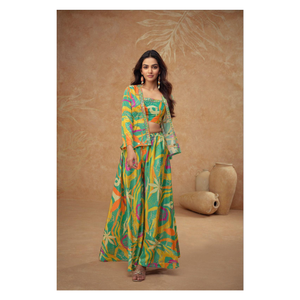 Costume Salwar en soie Chinon véritable Gulkayra Designer Kiera pour femmes avec broderie élégante, travail manuel et détails de paillettes - Product Image 1