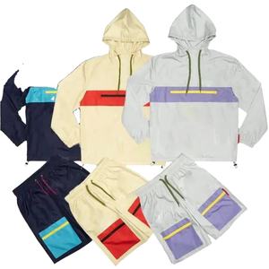 Logo de broderie personnalisé Ensembles coupe-vent courts pour hommes Ensemble coupe-vent court en nylon pour hommes Ensembles coupe-vent respirants - Product Image 1